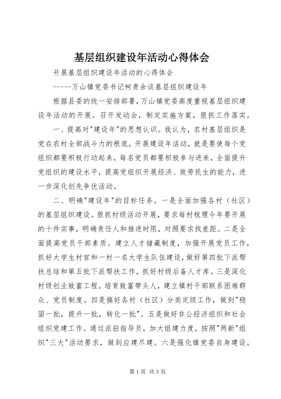 2023年基层组织建设活动心得体会.docx_第1页