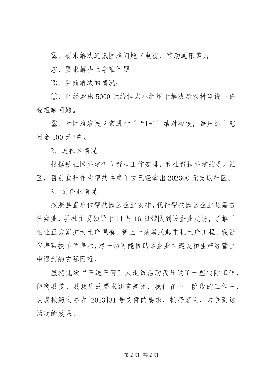 2023年供销社三进三解走访汇报.docx_第2页