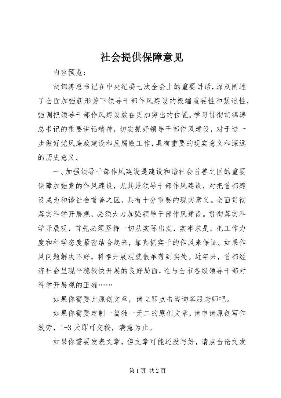 2023年社会提供保障意见.docx_第1页