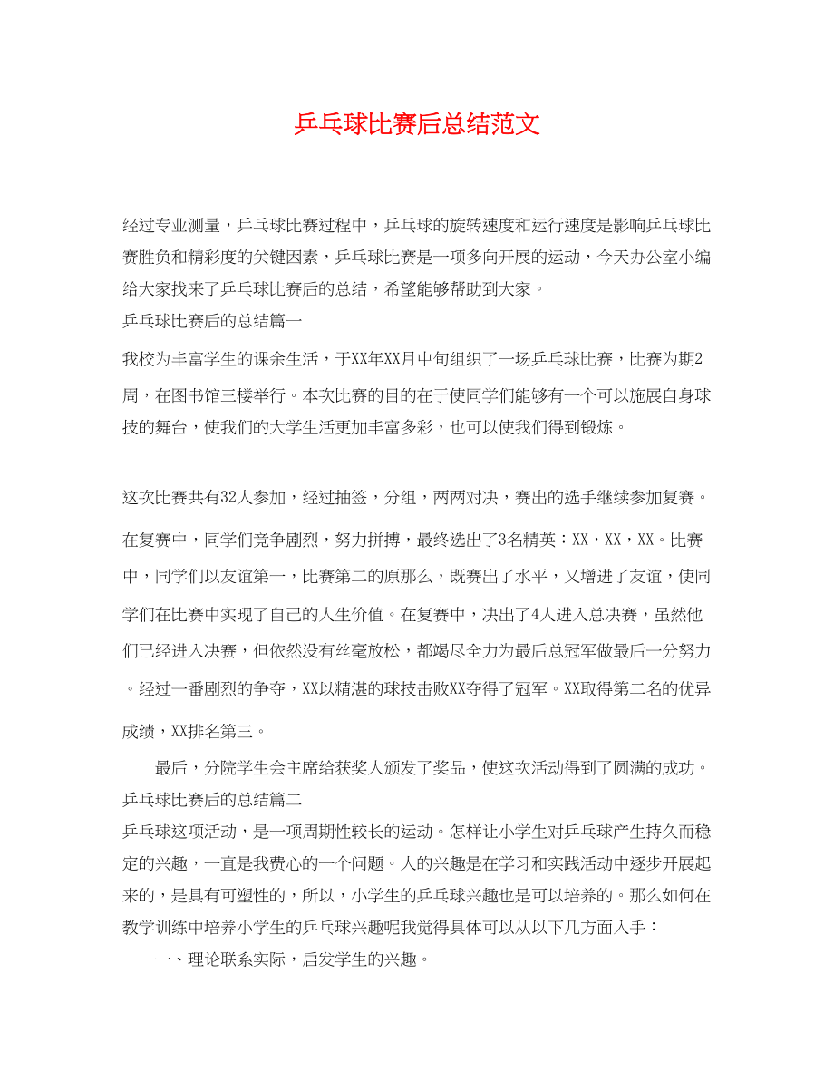 2023年乒乓球比赛后总结.docx_第1页