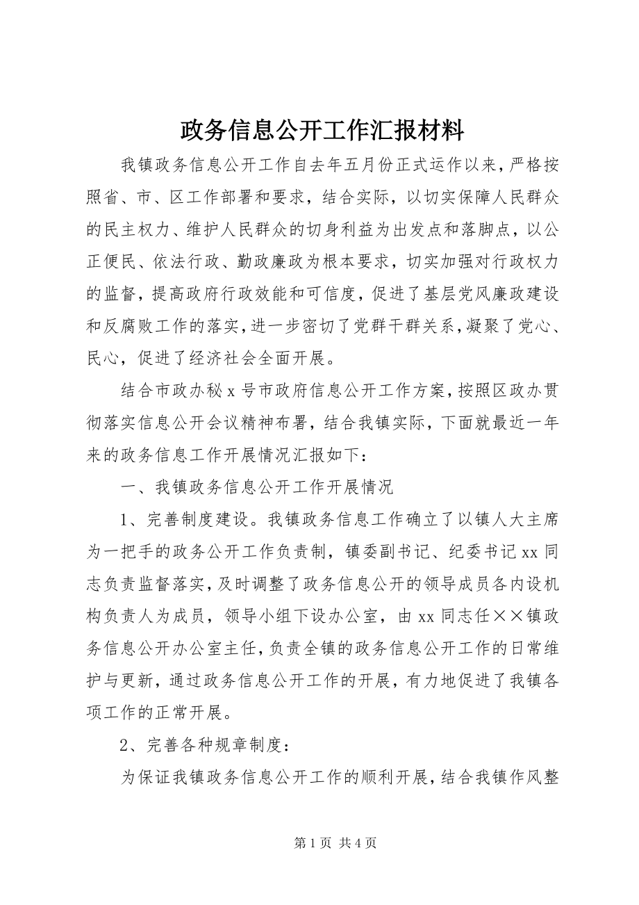 2023年政务信息公开工作汇报材料.docx_第1页