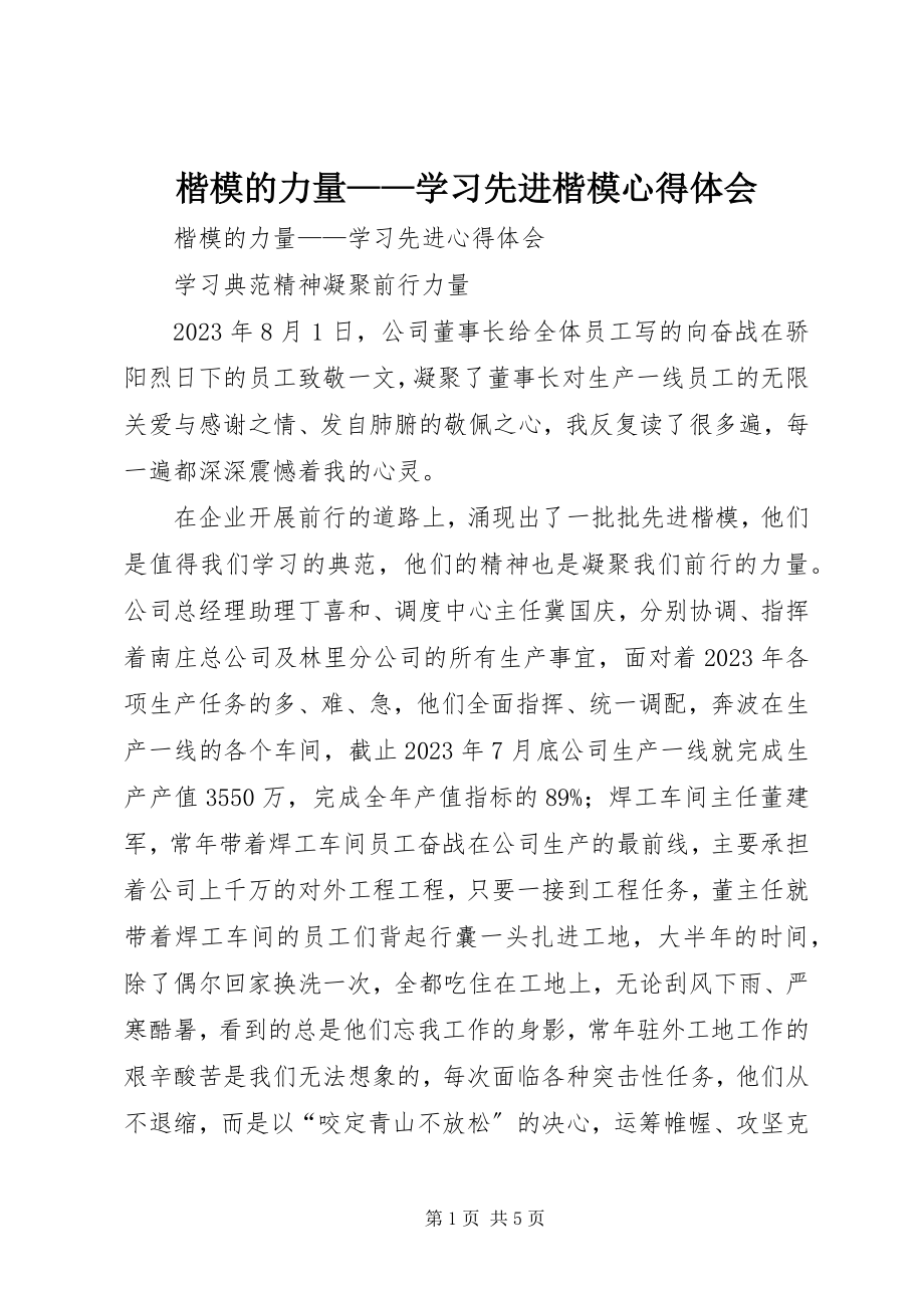 2023年楷模的力量学习先进楷模心得体会.docx_第1页