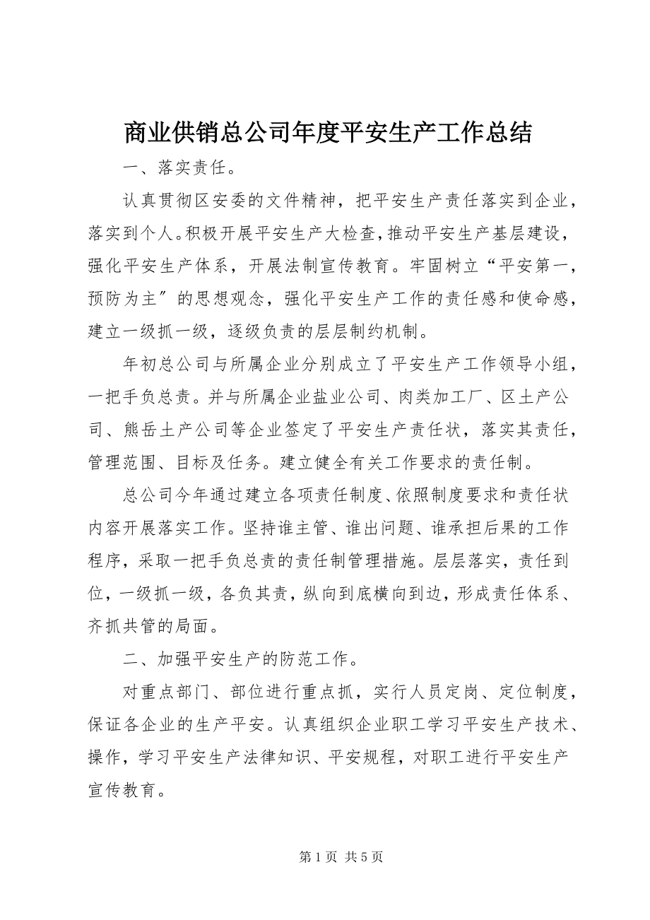 2023年商业供销总公司年度安全生产工作总结.docx_第1页