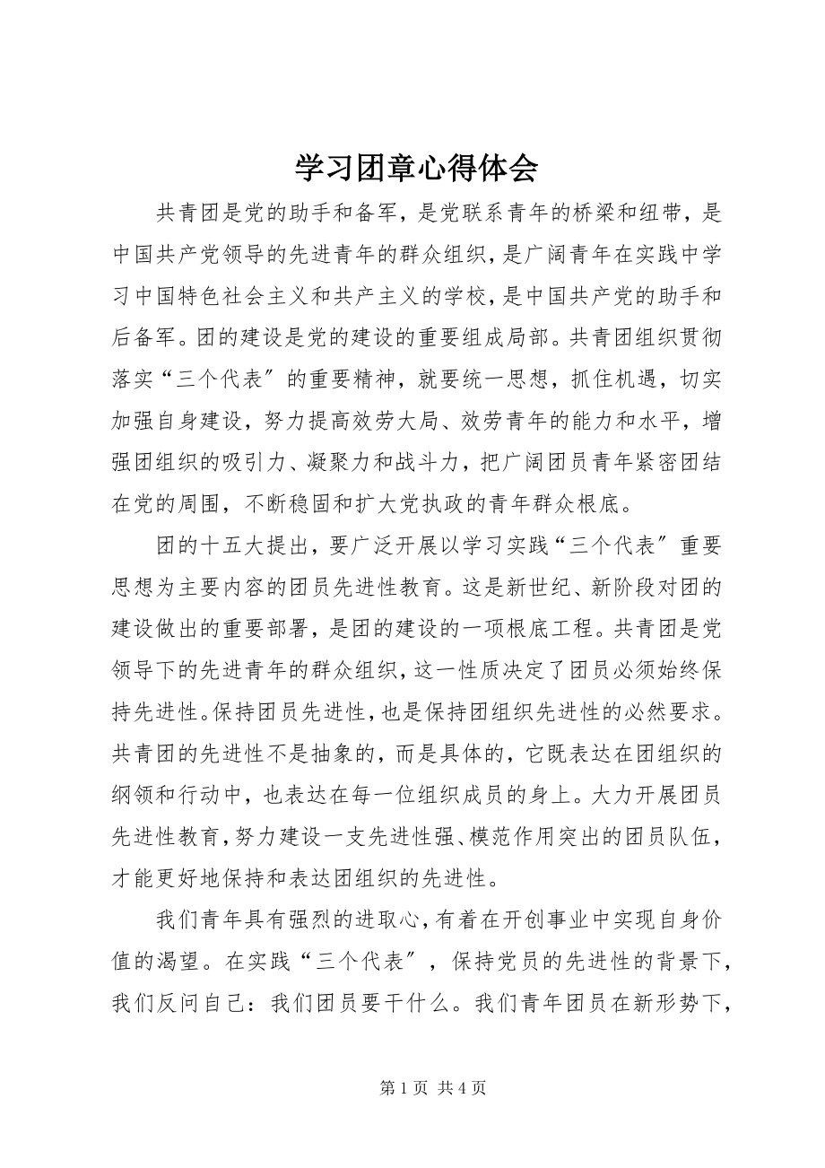 2023年学习《团章》心得体会.docx_第1页