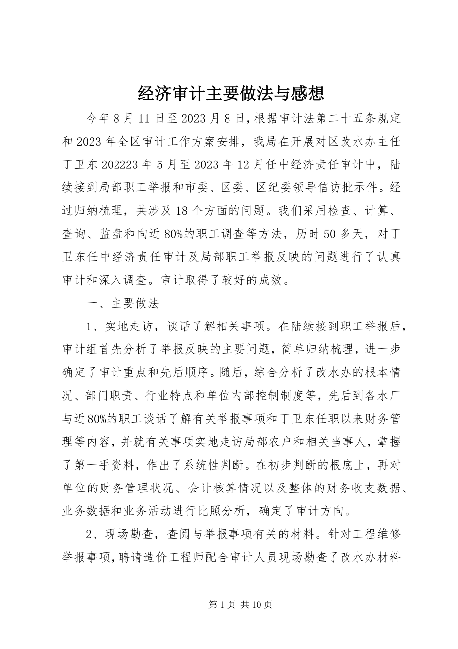 2023年经济审计主要做法与感想.docx_第1页