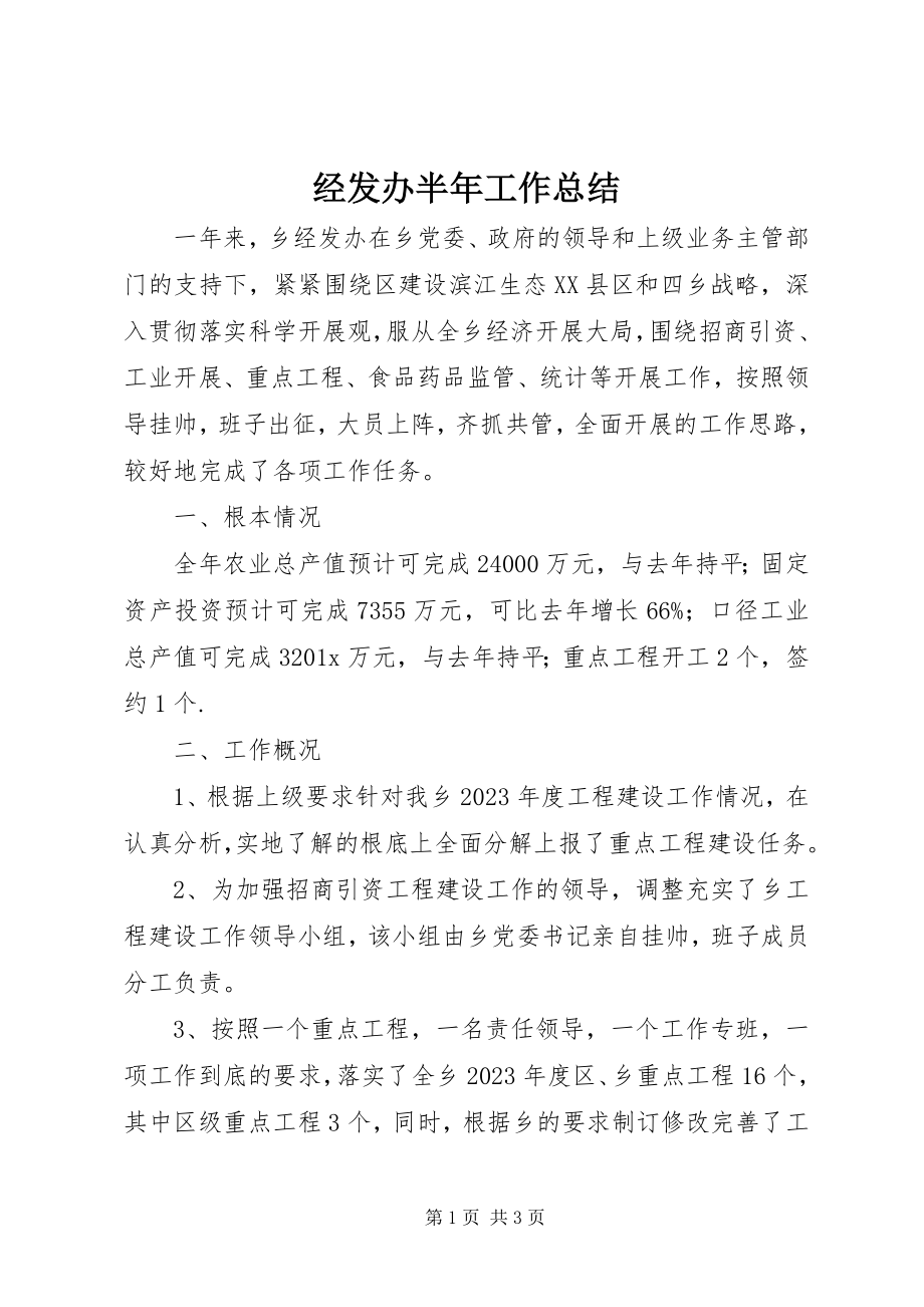 2023年经发办半工作总结.docx_第1页