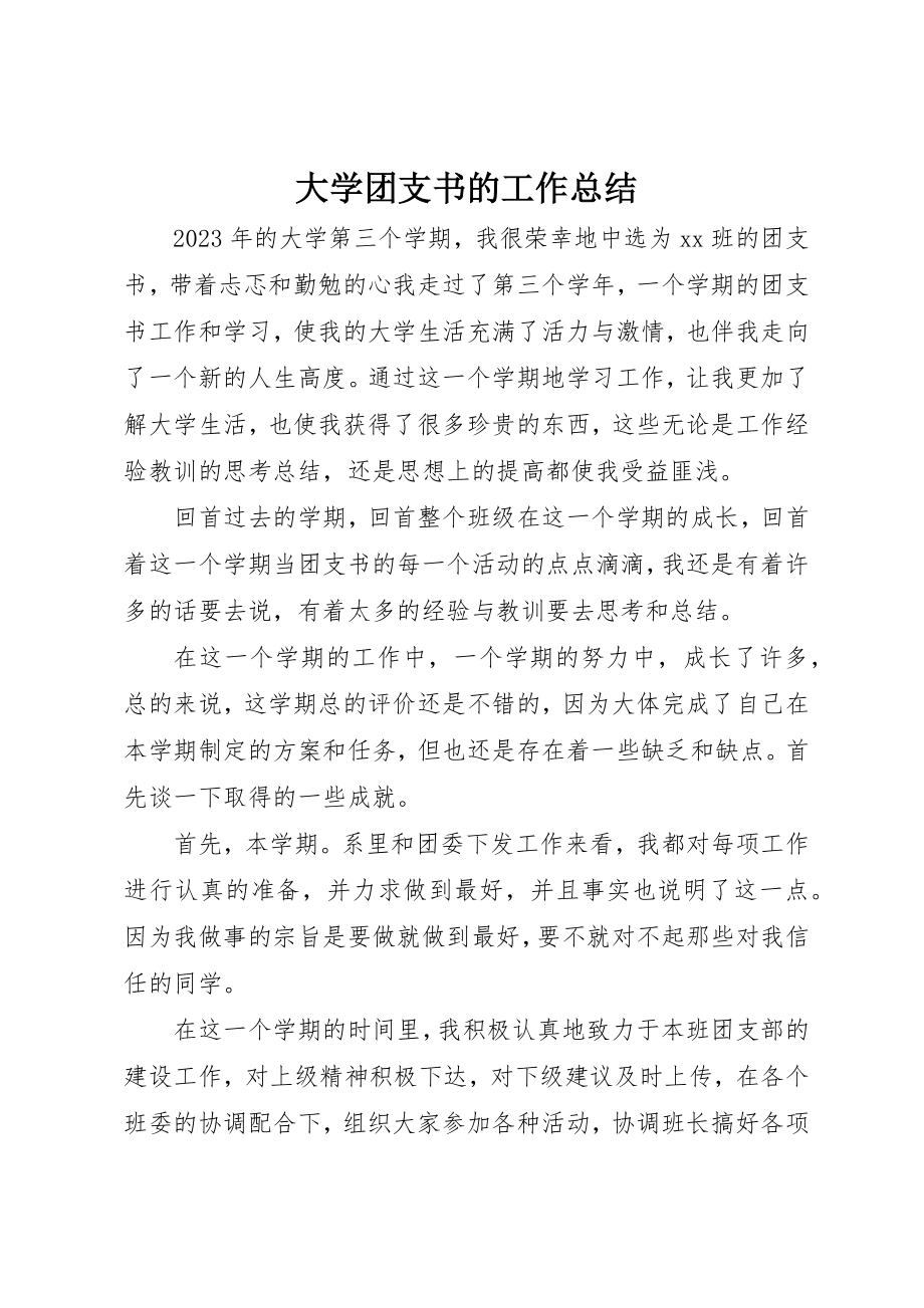 2023年大学团支书的工作总结.docx_第1页