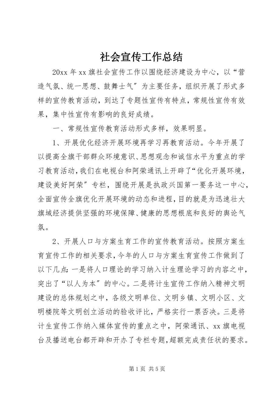 2023年社会宣传工作总结.docx_第1页