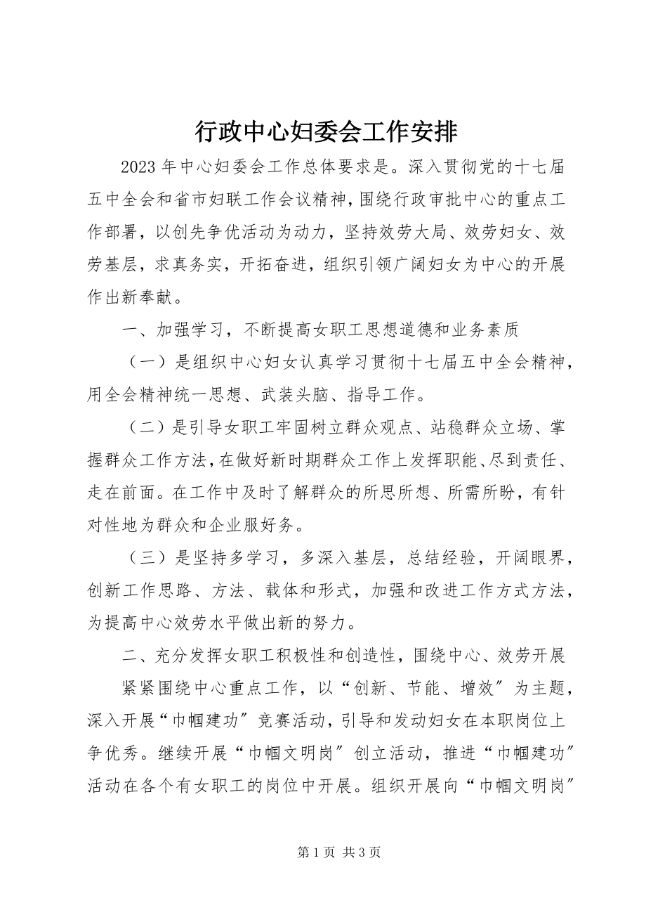 2023年行政中心妇委会工作安排.docx_第1页