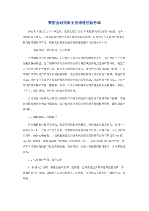 2023年普惠金融贷款业务推进经验分享.docx