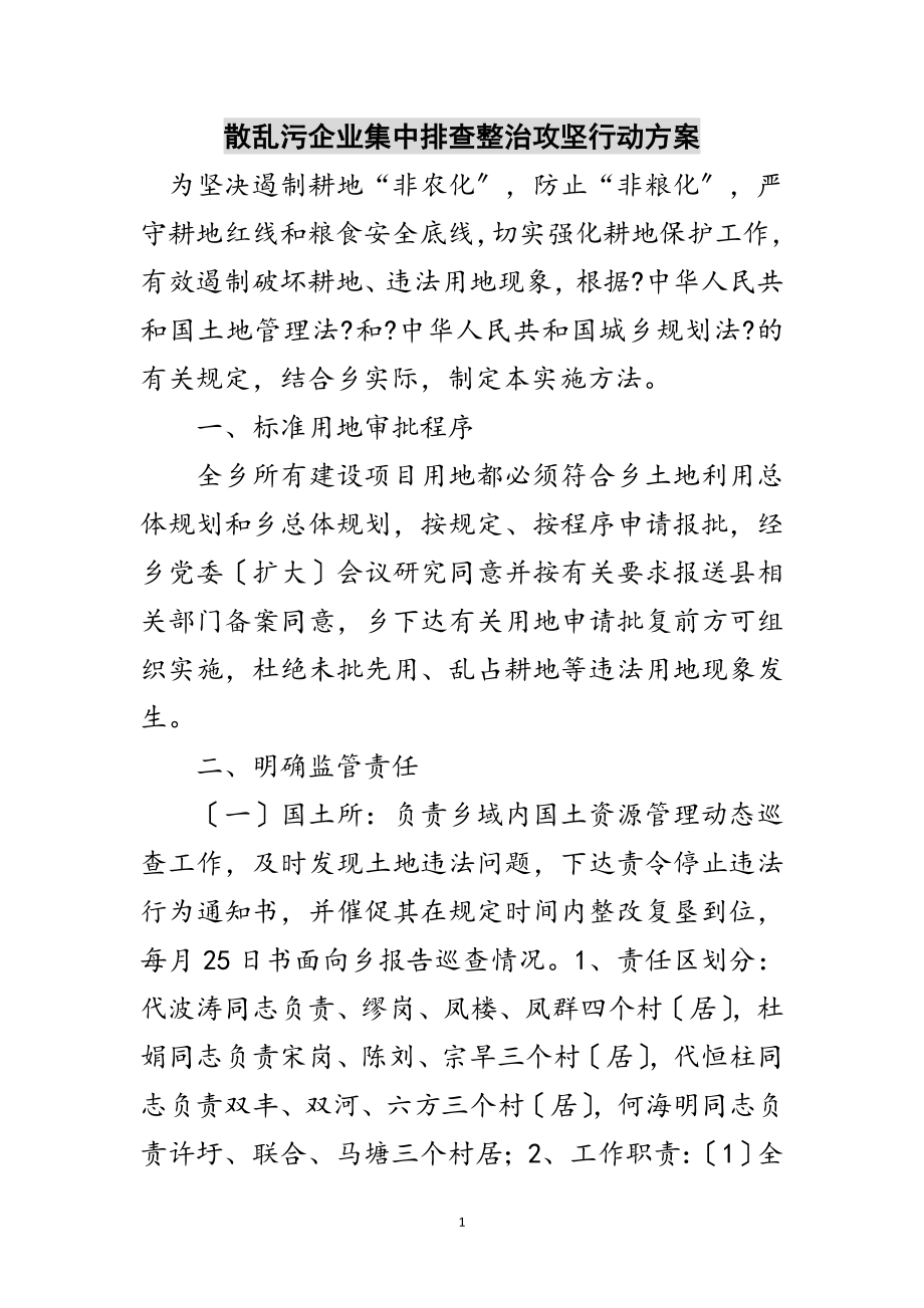 2023年散乱污企业集中排查整治攻坚行动方案范文.doc_第1页