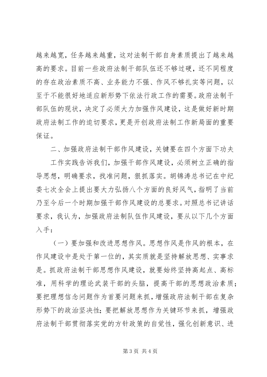 2023年加强政府法制干部队伍作风建设的几点思考.docx_第3页