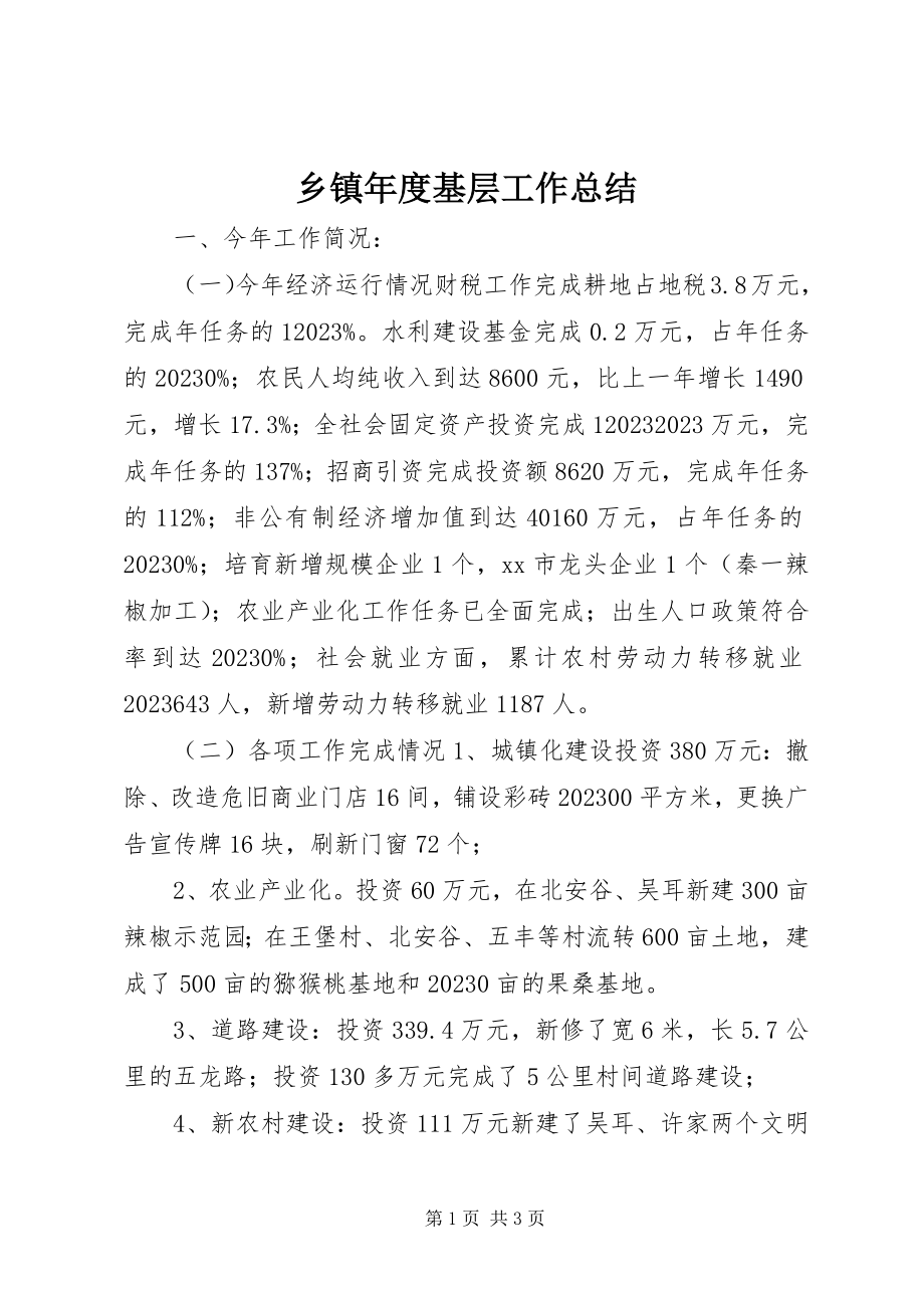 2023年乡镇年度基层工作总结.docx_第1页