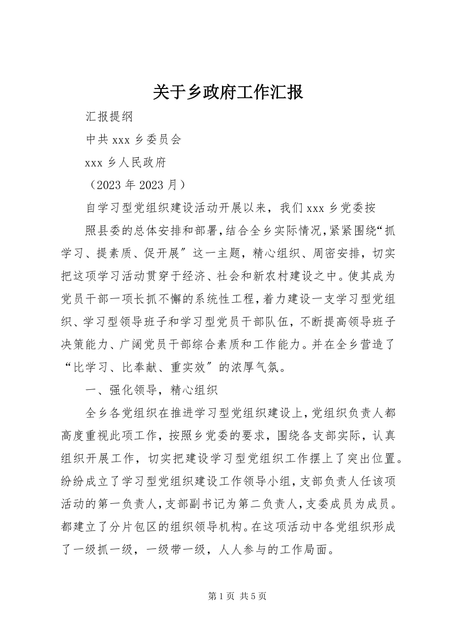 2023年乡政府工作汇报.docx_第1页