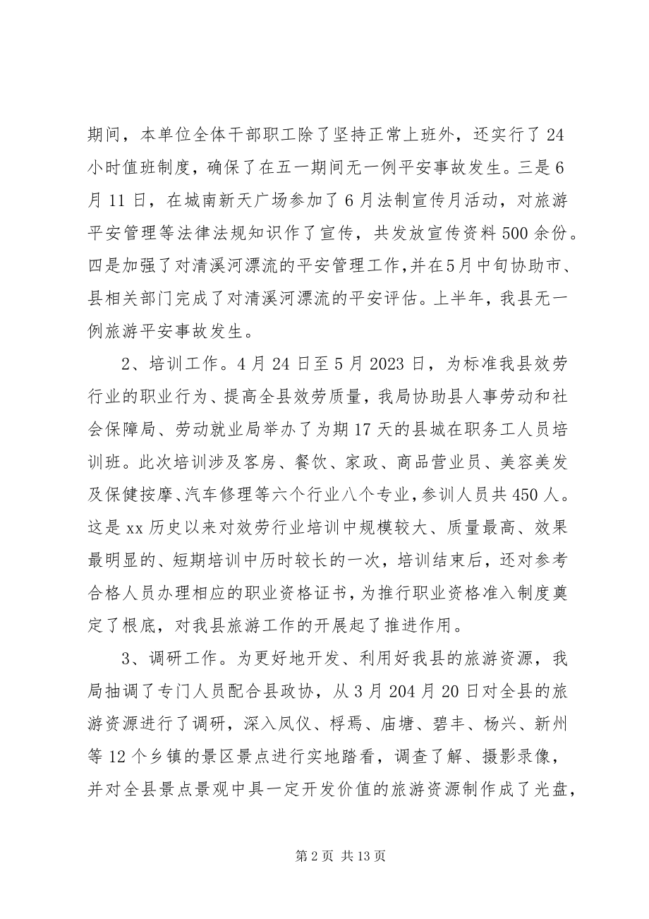 2023年半年工作总结简短旅游局半年工作总结新编.docx_第2页