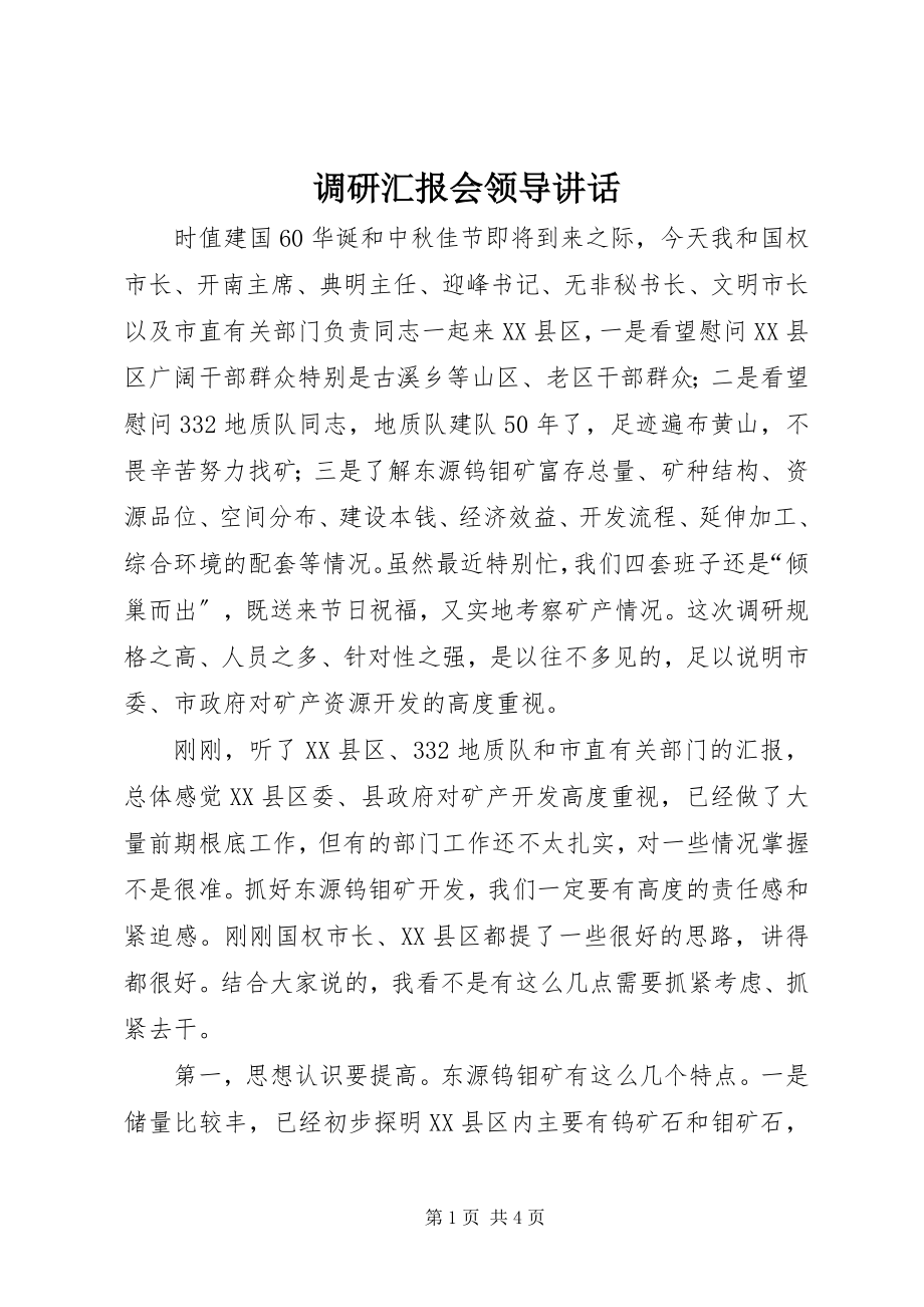 2023年调研汇报会领导致辞.docx_第1页