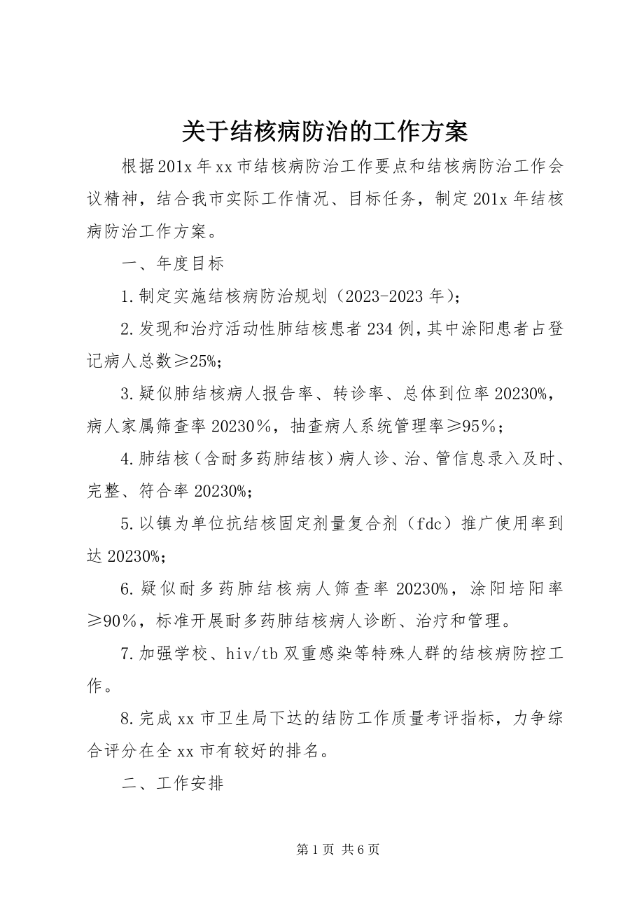 2023年结核病防治的工作计划.docx_第1页