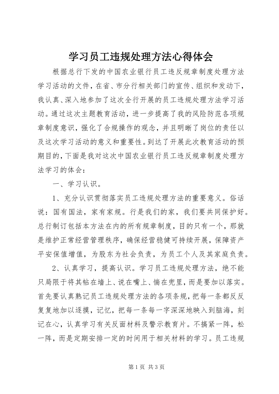 2023年学习《员工违规处理办法》心得体会.docx_第1页