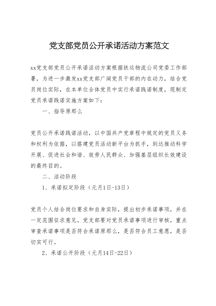 2023年党支部党员公开承诺活动方案范文.doc_第1页