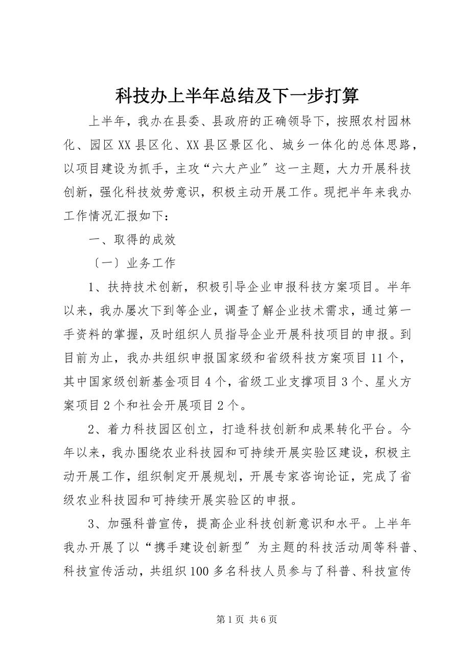 2023年科技办上半年总结及下一步打算.docx_第1页