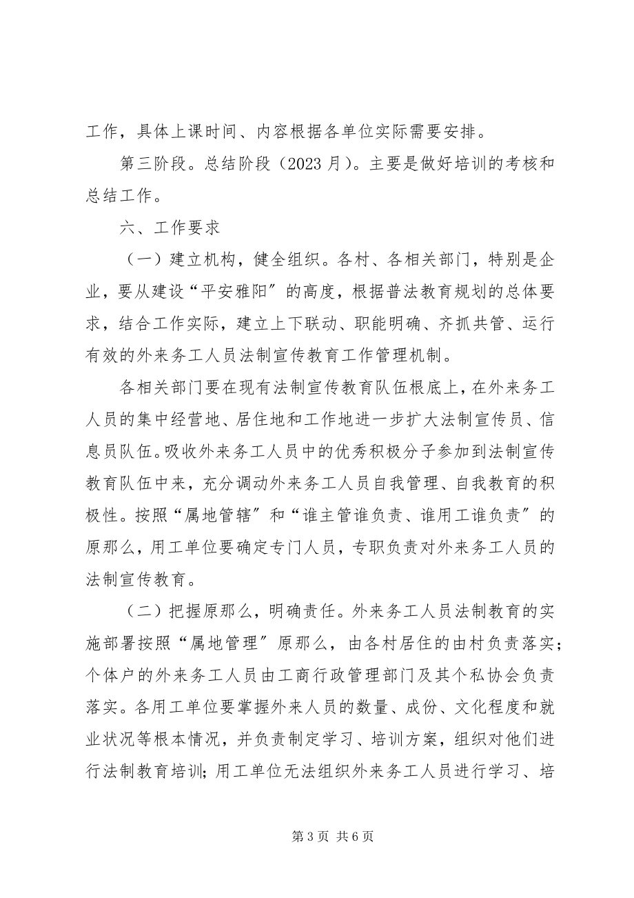 2023年开展外来务工人员法制教育工作的实施意见.docx_第3页