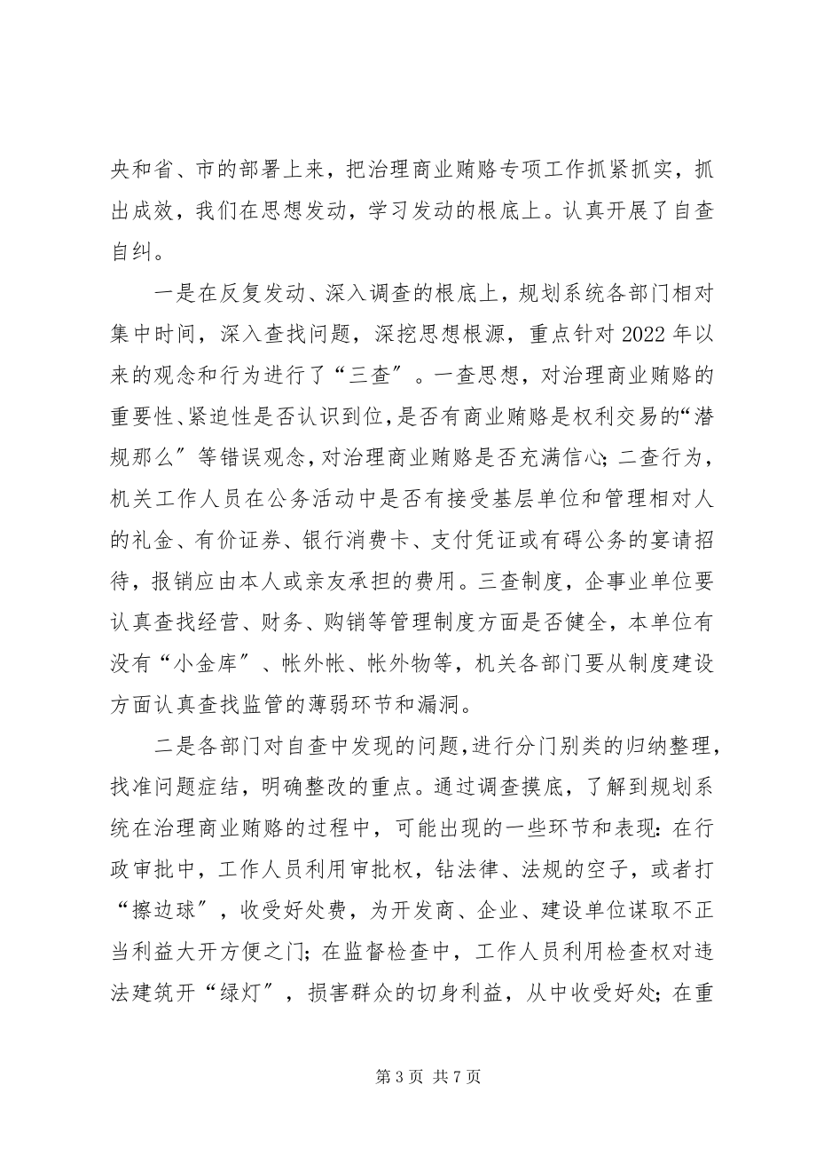 2023年规划系统贯彻全市治理商业贿赂专项工作情况汇报讲话.docx_第3页