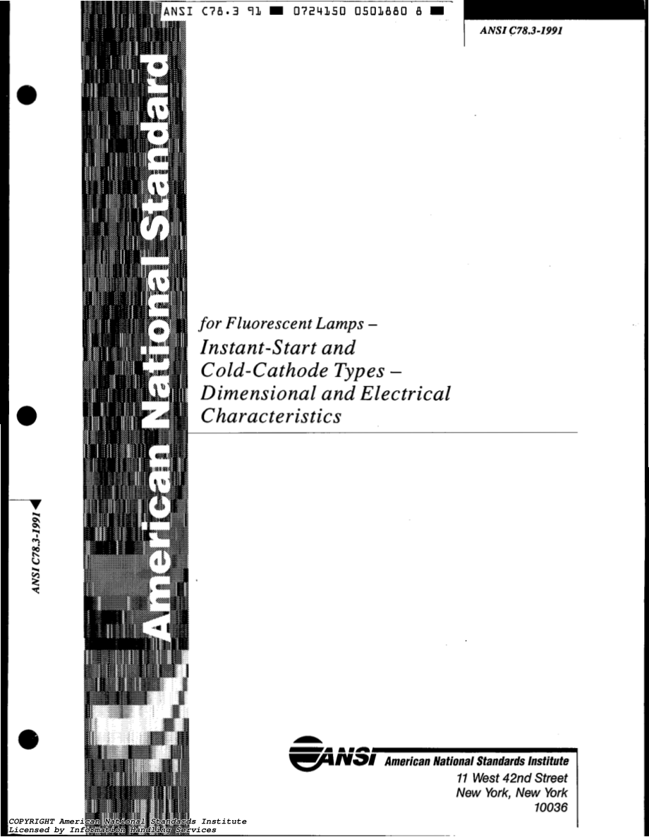 ANSI C78.3-1991 R1996 荧光灯.瞬时启动型和冷阴型.尺寸和电气特性.pdf_第1页