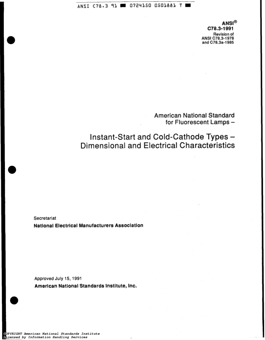 ANSI C78.3-1991 R1996 荧光灯.瞬时启动型和冷阴型.尺寸和电气特性.pdf_第2页