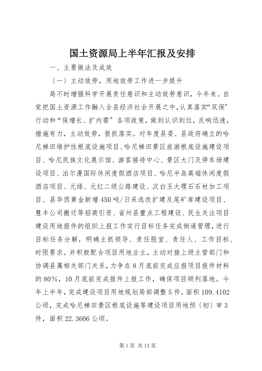 2023年国土资源局上半年汇报及安排.docx_第1页