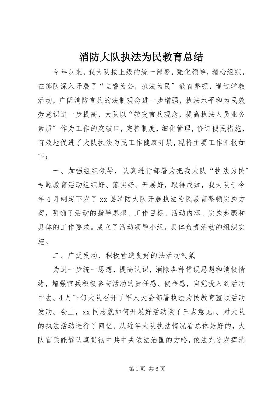 2023年消防大队执法为民教育总结.docx_第1页