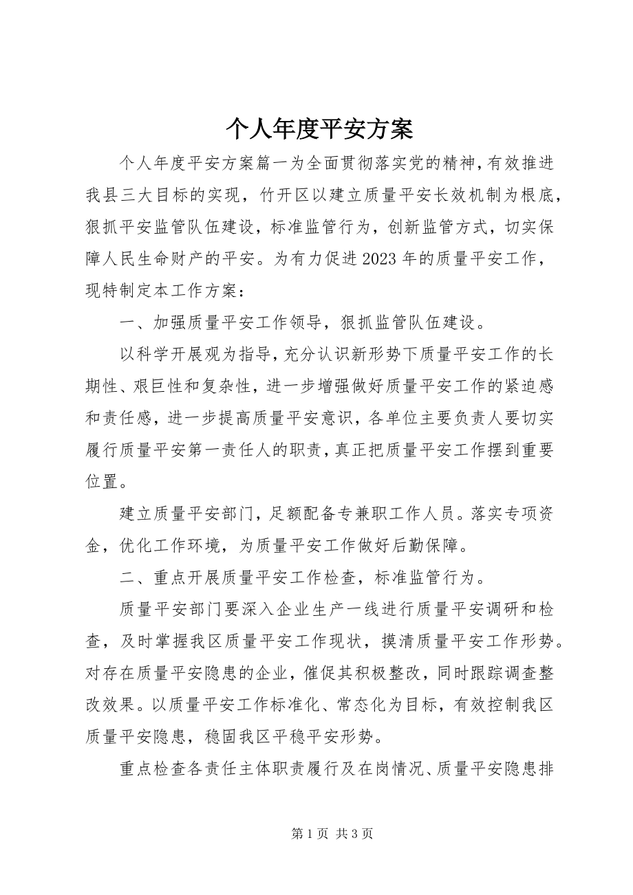 2023年个人年度安全计划.docx_第1页