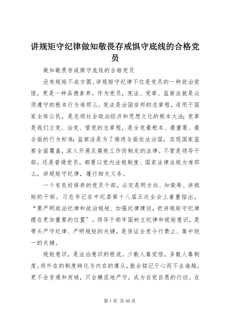 2023年讲规矩守纪律做知敬畏存戒惧守底线的合格党员.docx_第1页