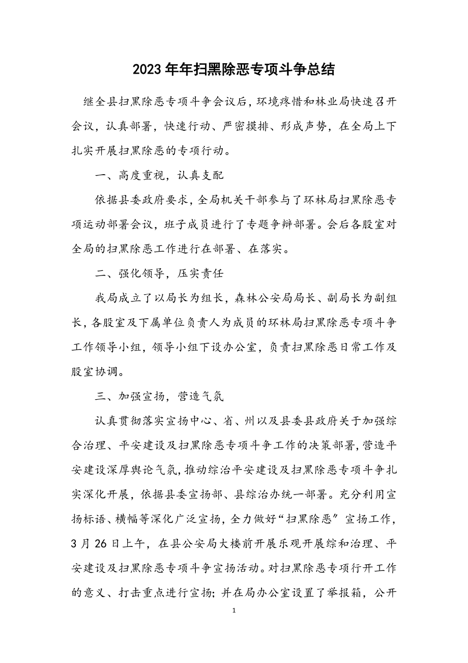 2023年扫黑除恶专项斗争总结.docx_第1页