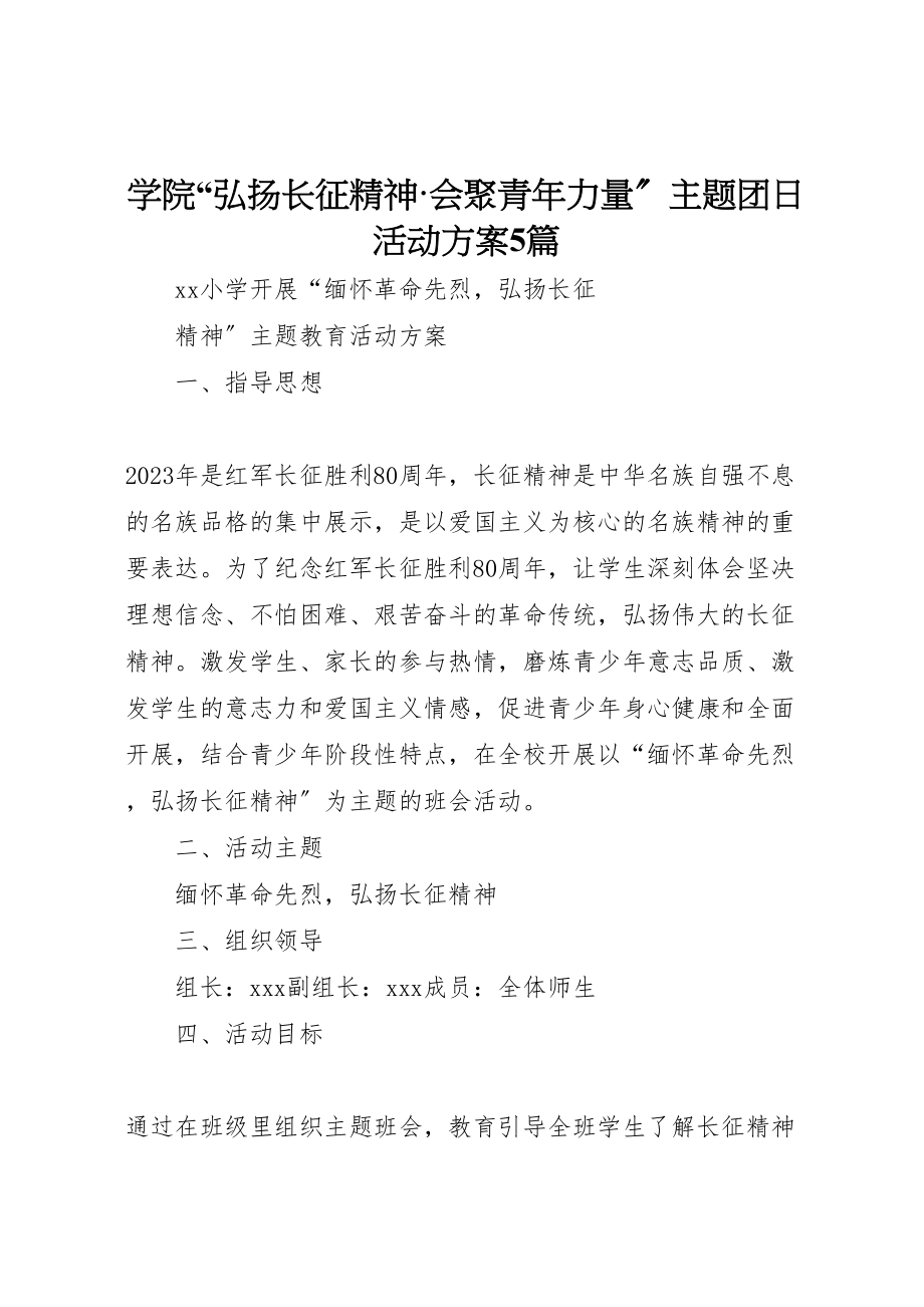 2023年学院弘扬长征精神汇聚青年力量主题团日活动方案5篇 3.doc_第1页