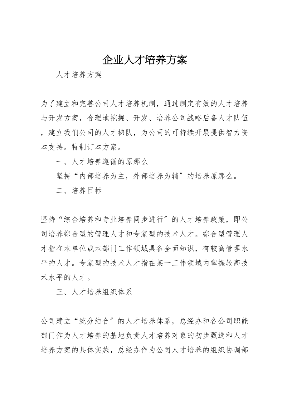 2023年企业人才培养方案 2.doc_第1页