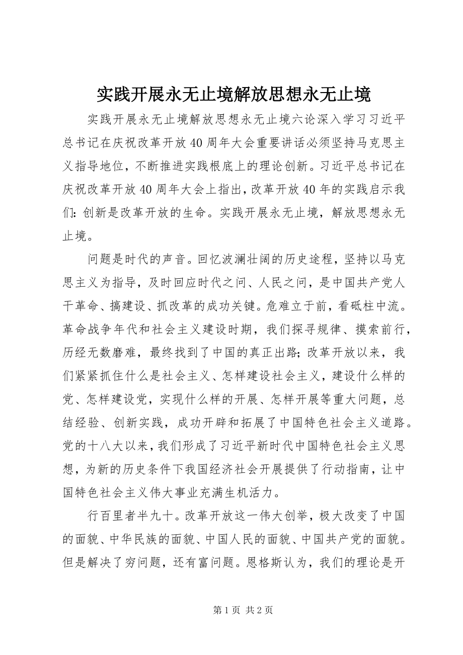 2023年实践发展永无止境解放思想永无止境.docx_第1页