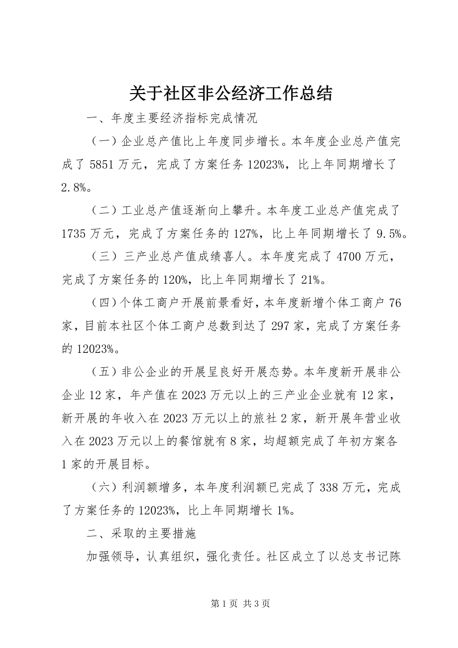 2023年社区非公经济工作总结.docx_第1页