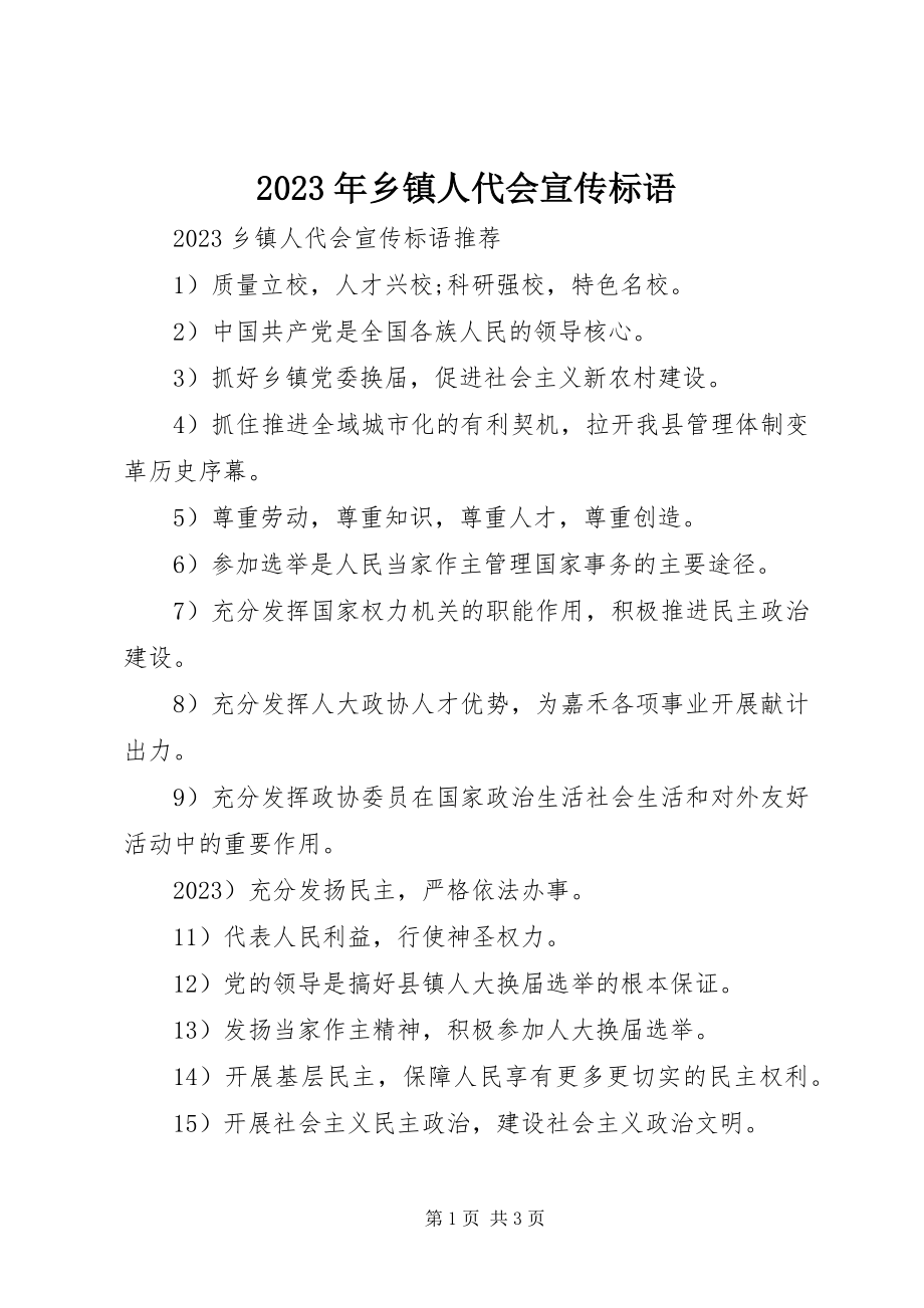 2023年乡镇人代会宣传标语2.docx_第1页