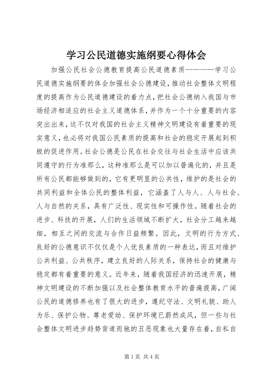 2023年学习公民道德实施纲要心得体会.docx_第1页