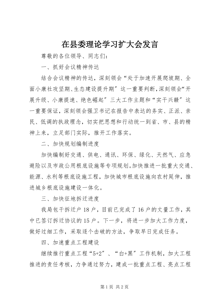 2023年在县委理论学习扩大会讲话.docx_第1页