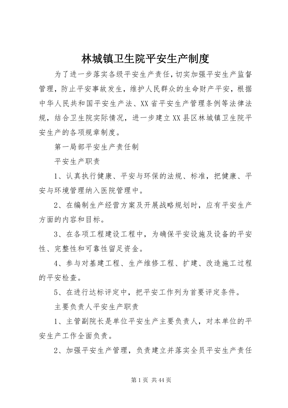 2023年林城镇卫生院安全生产制度.docx_第1页