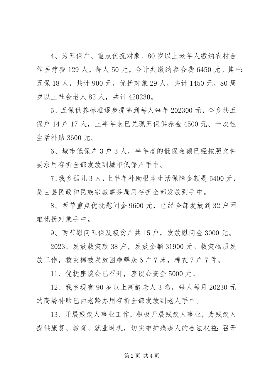 2023年乡社会事务办半年工作总结.docx_第2页