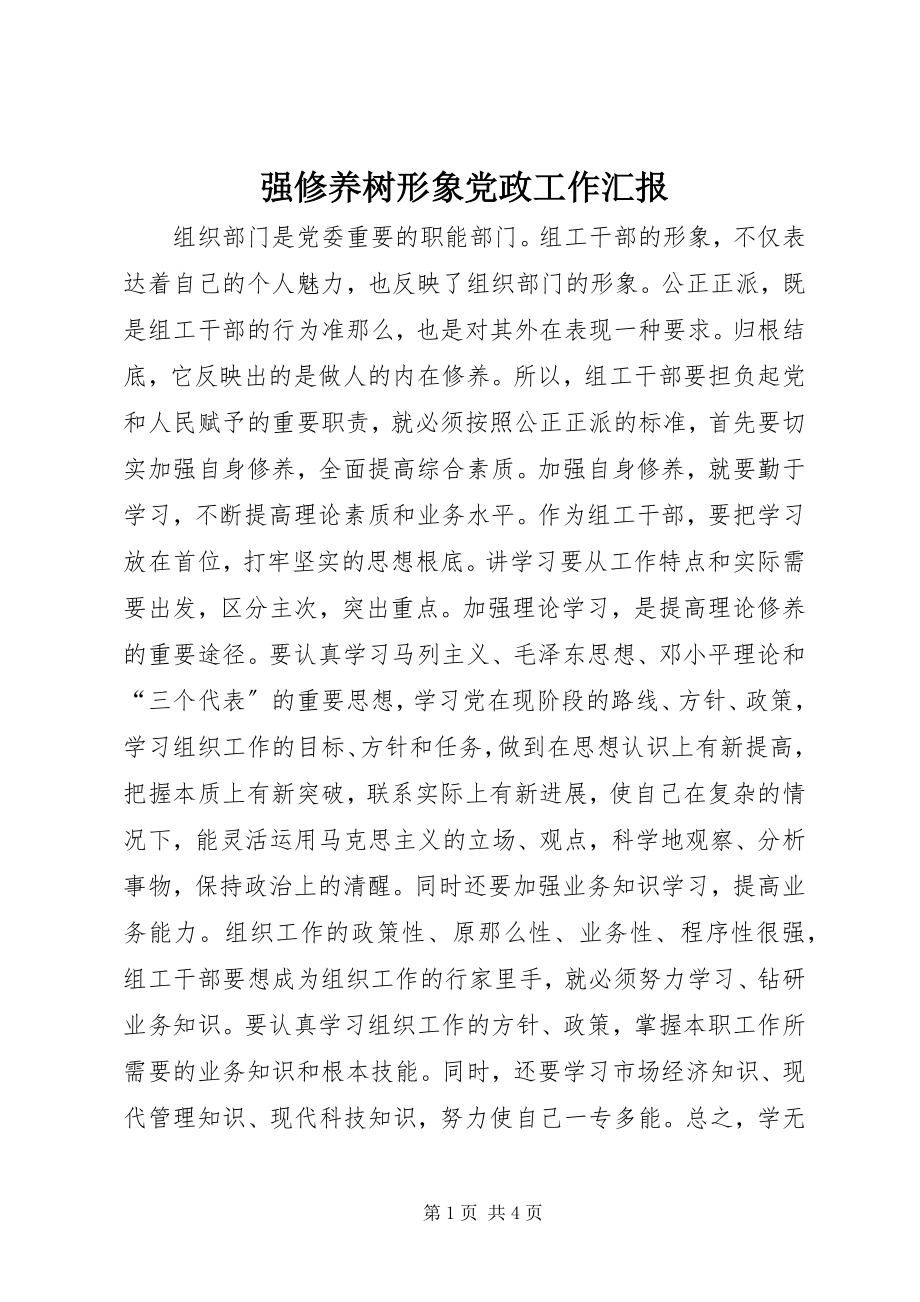 2023年强修养树形象党政工作汇报.docx_第1页