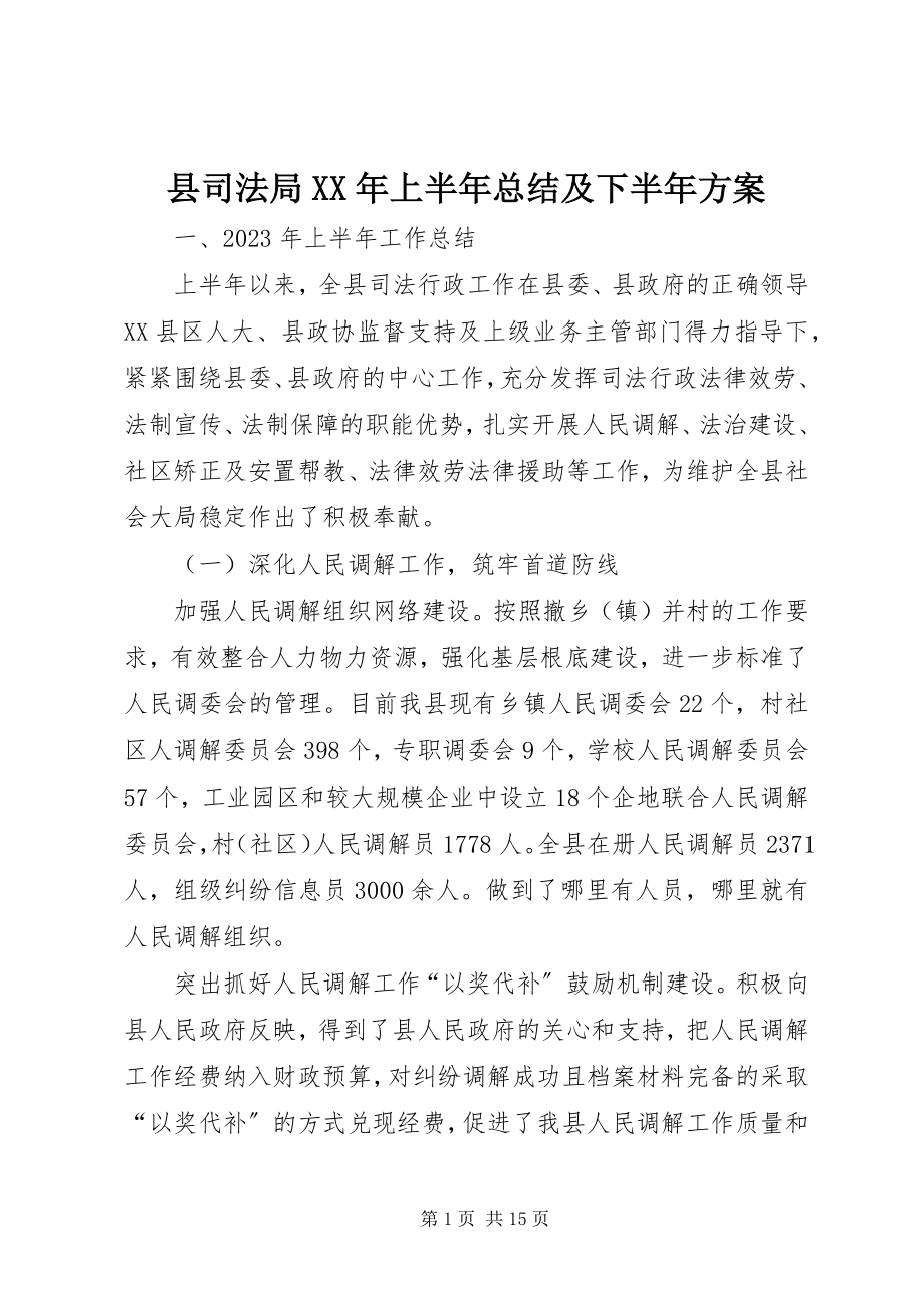 2023年县司法局上半年总结及下半年计划2.docx_第1页