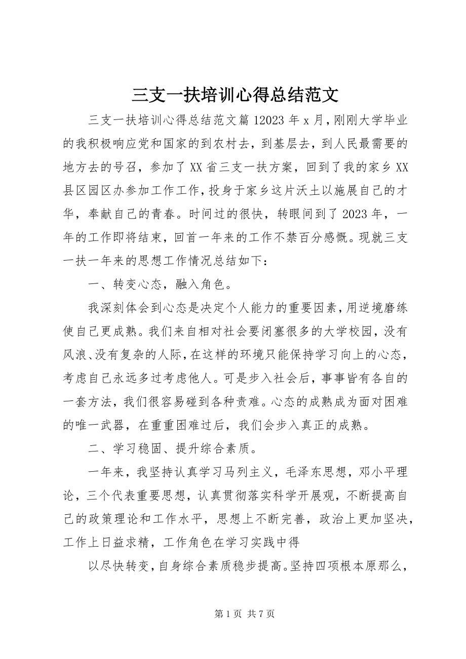 2023年三支一扶培训心得总结2.docx_第1页