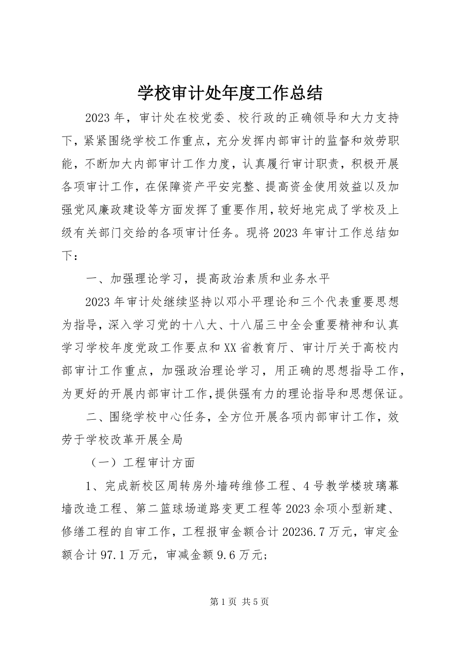 2023年学校审计处年度工作总结.docx_第1页