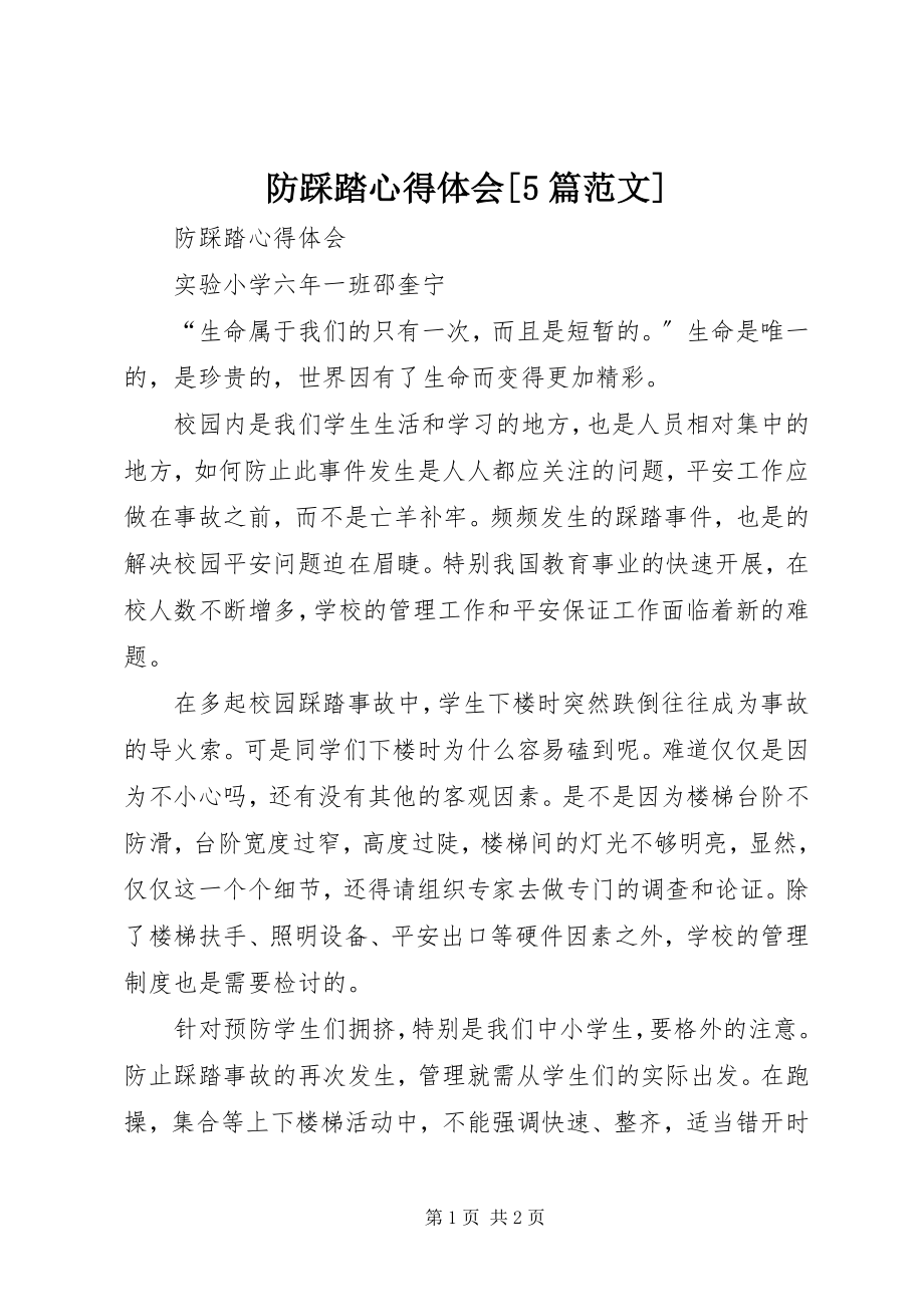 2023年防踩踏心得体会[5篇].docx_第1页