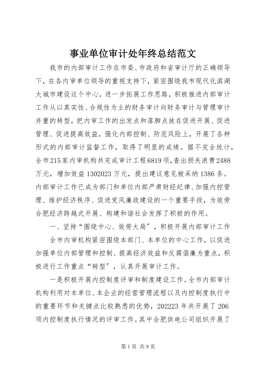 2023年事业单位审计处年终总结.docx_第1页