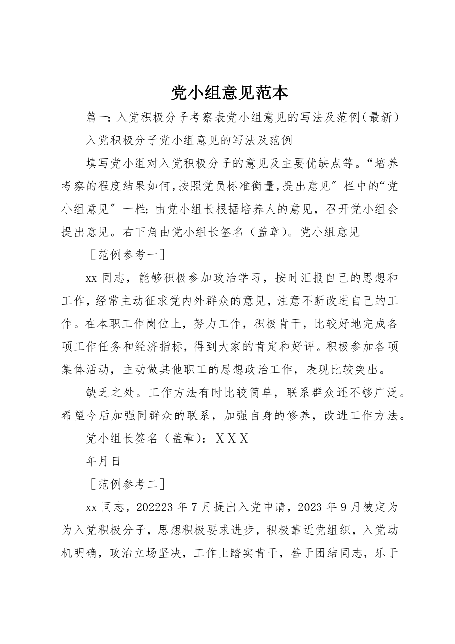 2023年党小组意见范本.docx_第1页