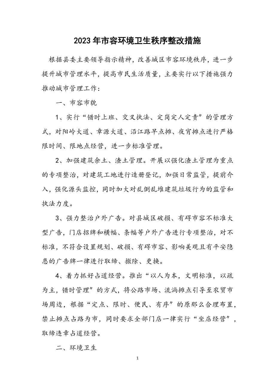 2023年市容环境卫生秩序整改措施.docx_第1页